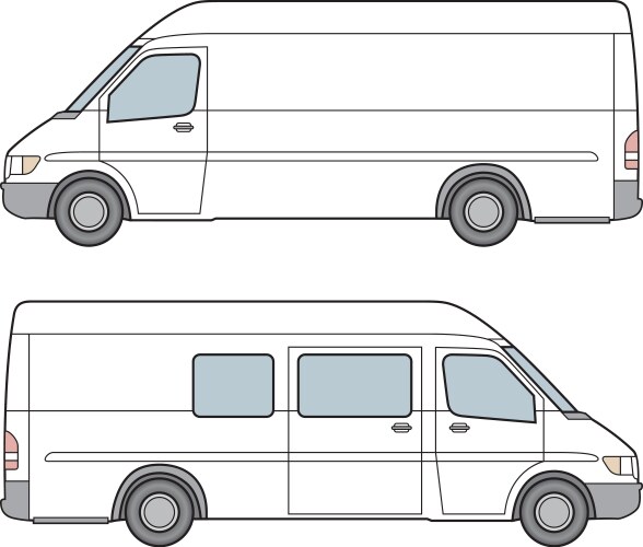White Minibus Side View Vector Image