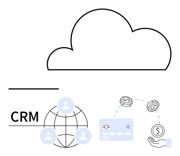 Cloud-based crm system integrating global user vector image