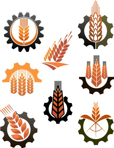 set of icons depicting industry and agriculture vector image