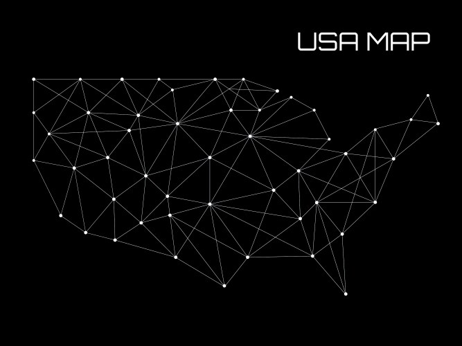 Abstract usa map of line and point geometric vector image