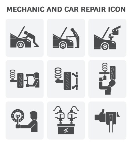 Car Repair & Mechanic Icons Vector Image