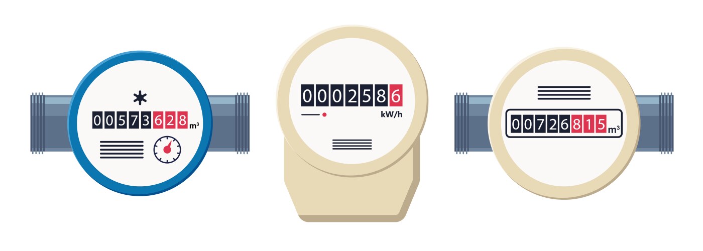 gas water and electric meters industrial vector image