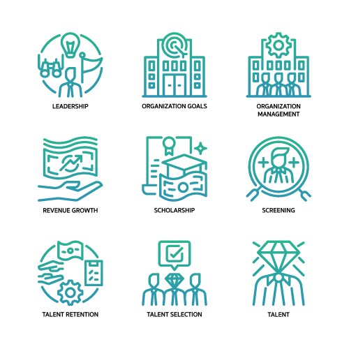 Talent management icon set Royalty Free Vector Image