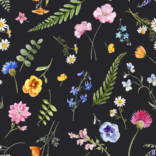Summer yellow flowers watercolor pattern seamless Vector Image