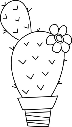 Black and White Cactus in Pot Vector Image