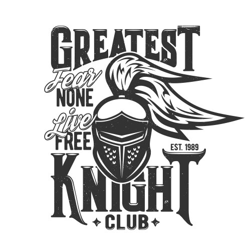 Tshirt print with knight head mascot design Vector Image