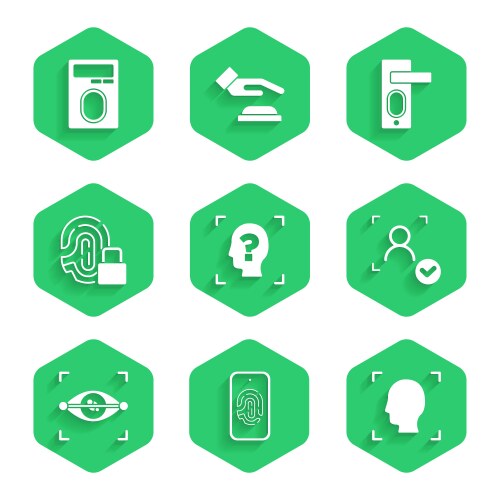 Set face recognition mobile with fingerprint scan vector image