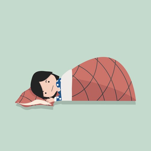 Small girl sleeping with pillow and blanket Vector Image