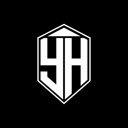 Yh monogram letter logo ribbon with shield style Vector Image