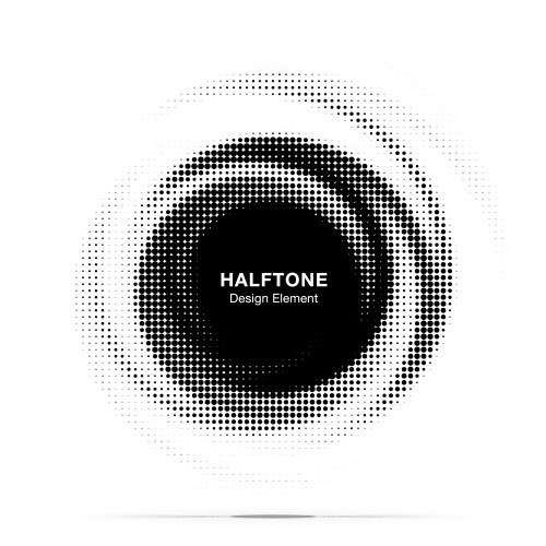 Halftone dots circle frame logo emblem design Vector Image