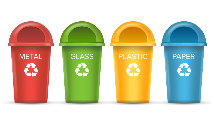 recycling bins isolated set of red green vector image