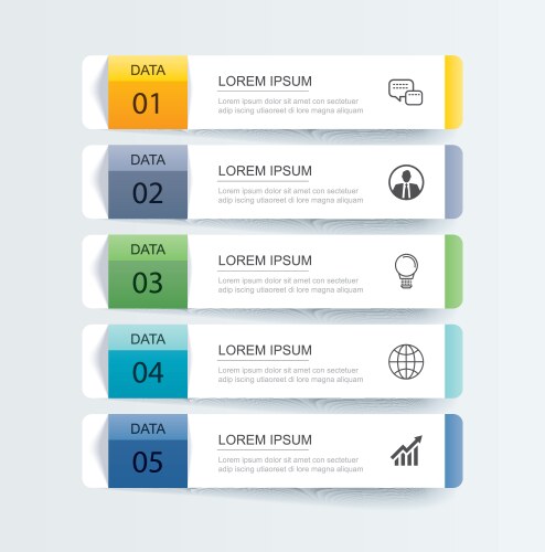 5 data infographics tab paper index template vector image