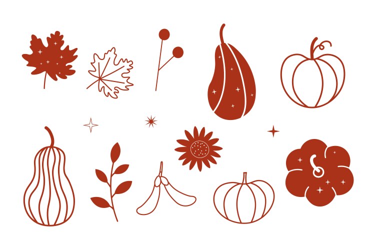Autumn objects in boho style vector image