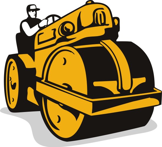Yellow road roller Royalty Free Vector Image - VectorStock