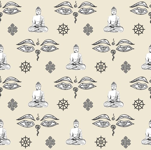 buddhism symbol sign pattern seamless tile vector image