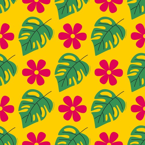 Bright tropical print with monstera leaves Vector Image