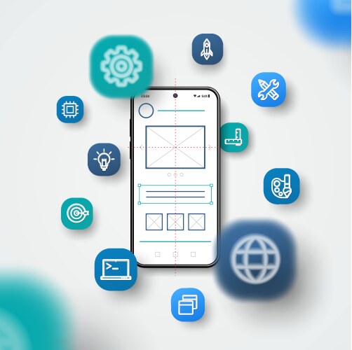 Mobile application development ui ux project vektorbild