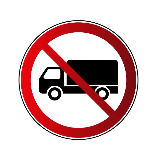 no truck sign forbidden red road isolated vector