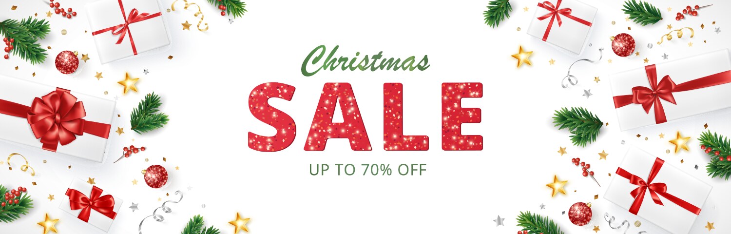 Christmas sale banner realistic fir tree branches Vector Image
