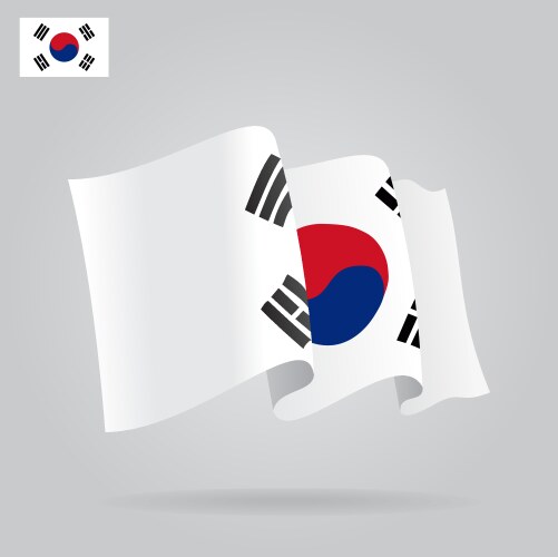 flat and waving south korea flag vector image