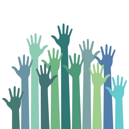 green - blue colorful up hands vector image