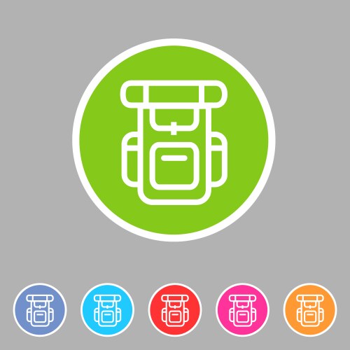 hiking backpack trekking camping icon flat web vector image