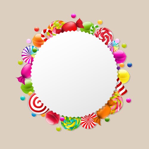 Cartoon fruits background colorful circle round Vector Image