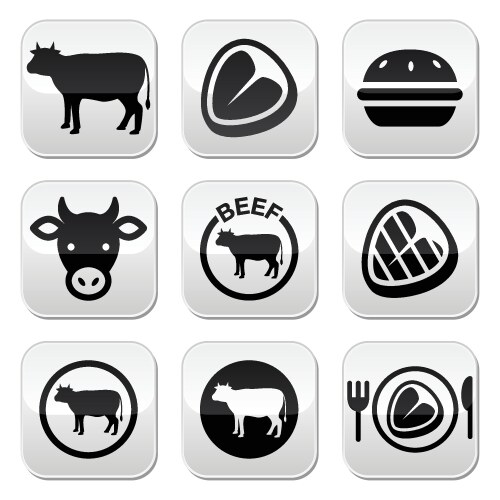Meat beef icon set Royalty Free Vector Image - VectorStock