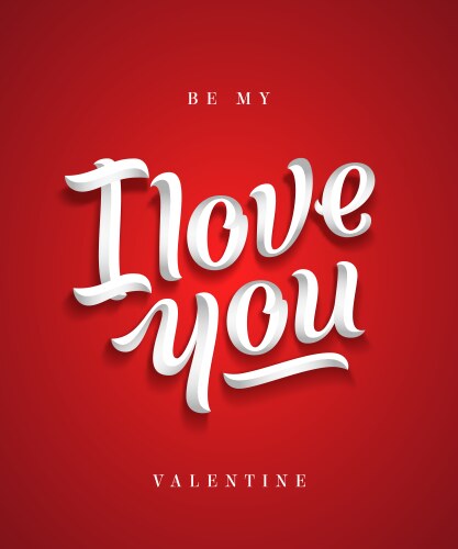Romantic Love Lettering - I Love You Vector Image