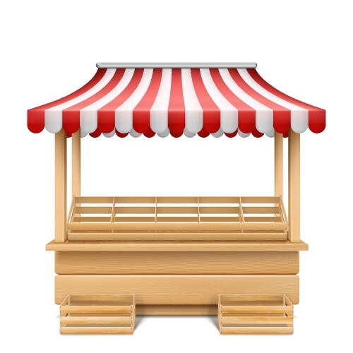 Empty market stall with striped awning vector image