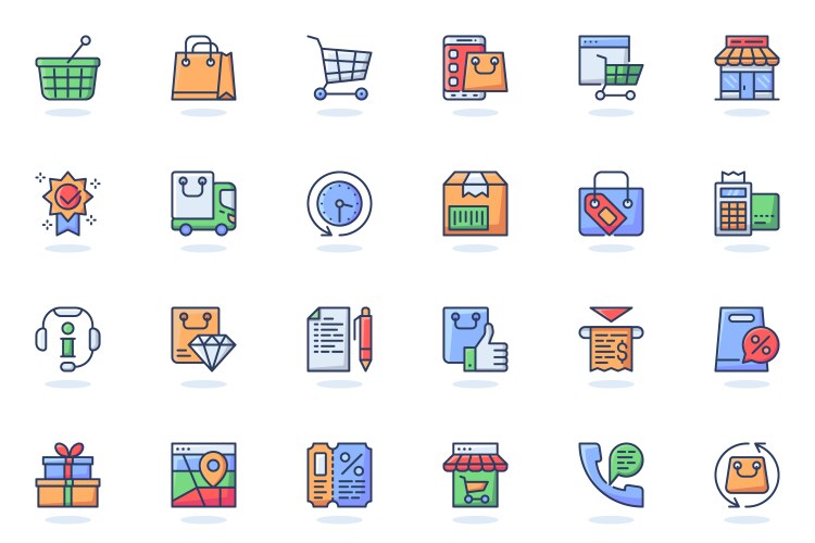 Online shopping web flat line icon vector image