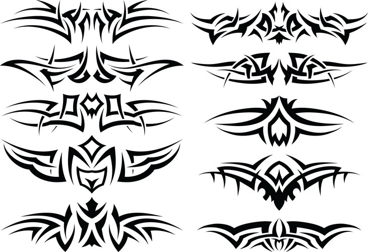 Black and white tattoo set Royalty Free Vector Image