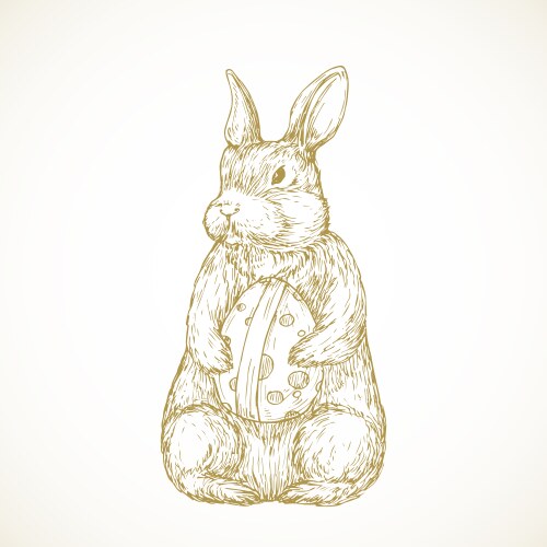 Hand drawn cute easter bunny Royalty Free Vector Image