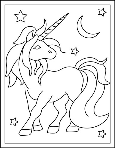 Unicorn colouring page Vector Image