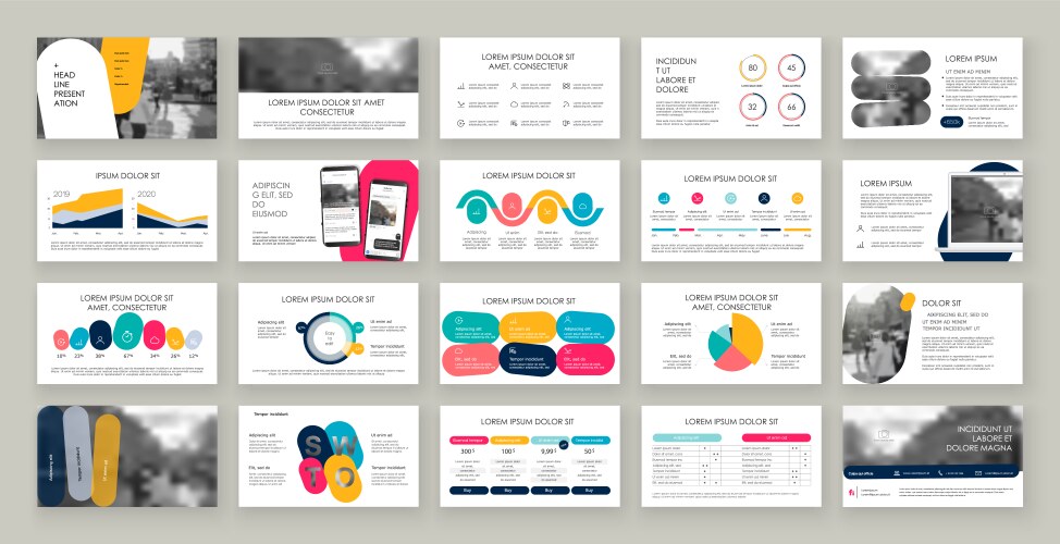 Powerpoint business presentation templates set Vector Image