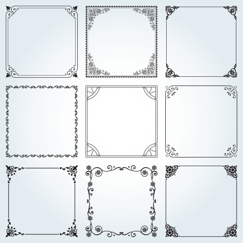 Decorative frames and borders square set Vector Image
