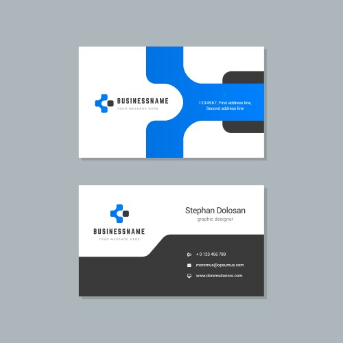 Business card design blue and black colors print vector image