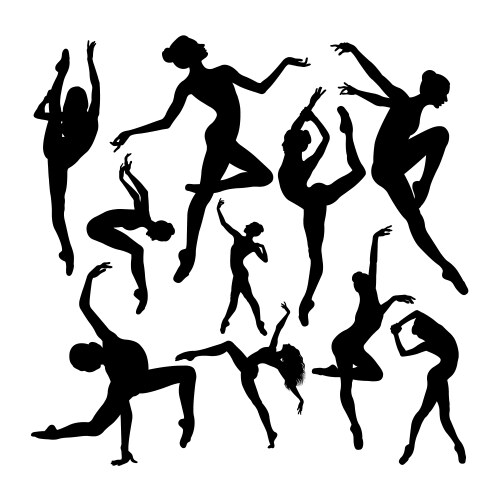 Energetic Ballet Dancer Silhouettes Vector Image
