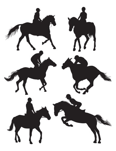 Equestrian Silhouettes - Horse Racing Vector Image
