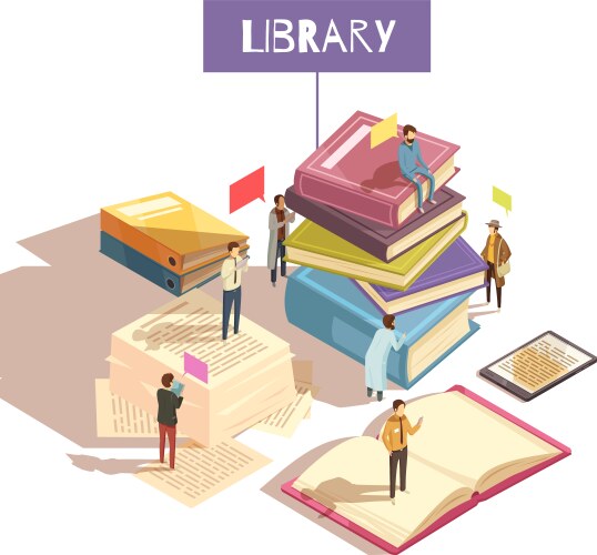 library isometric vector image