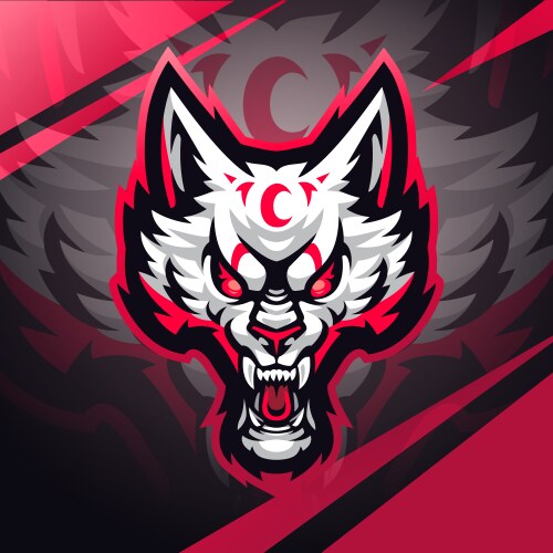 Wild wolf head esport mascot logo design Vector Image