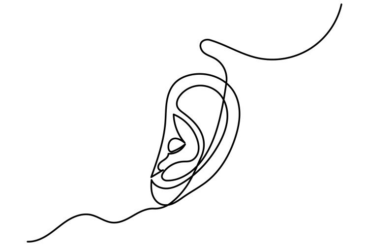 Ear continuous one line drawing of outline Vector Image