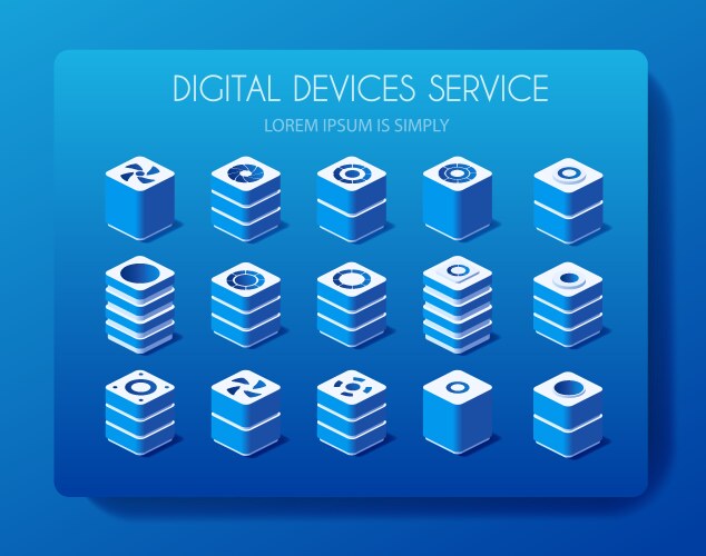 isometric set of a computer vector image