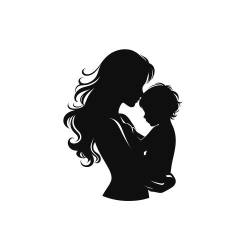 Mother and baby silhouette vector image