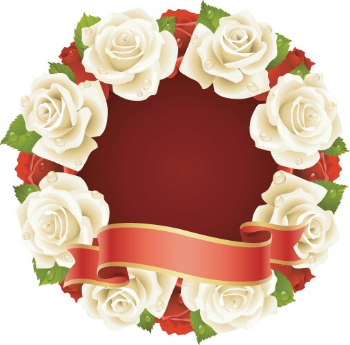 Flower frame white and red rose Royalty Free Vector Image
