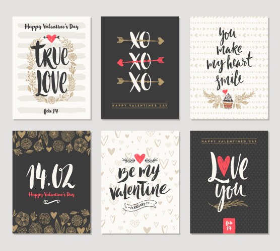 Romantic Valentine's Day Cards Vector Image