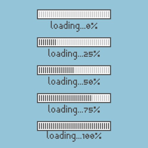 8bit pixel art loading process counter bar vector image