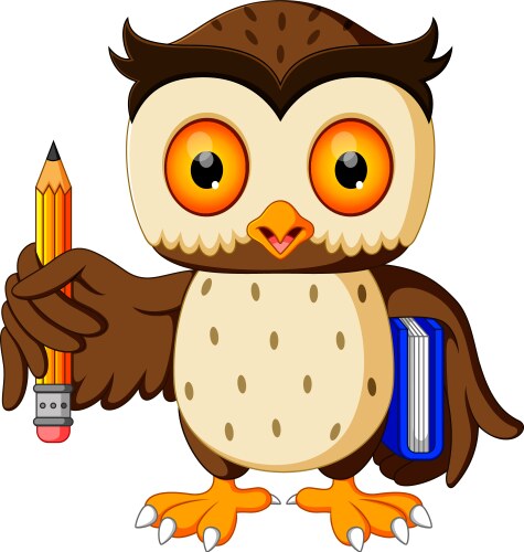 Owl carrying book and pencil Vector Image