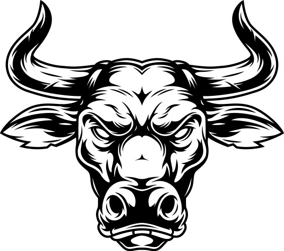 Vintage Bull Head - Powerful & Fierce Vector Image