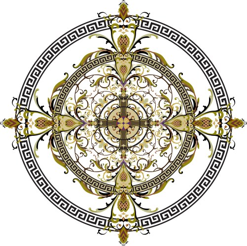 Greek key meander round 3d mandala pattern Vector Image